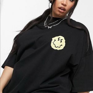 Asos curve black smiley face dress size 18